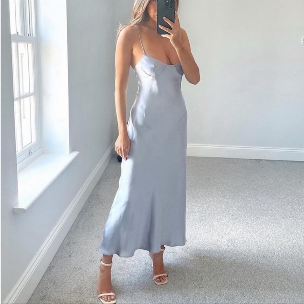 New Zara Satin Effect Cut-Out Dress